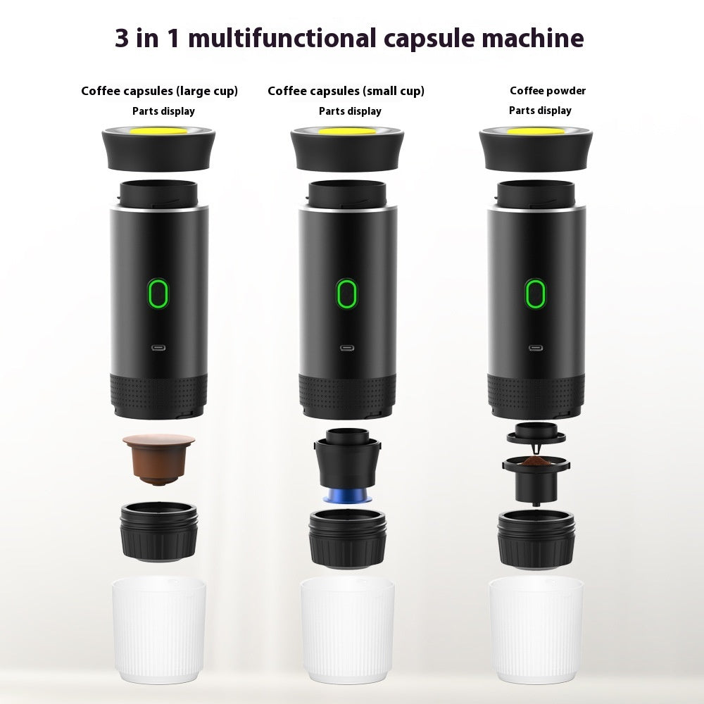 Draagbare 3-in-1 Elektrische Koffie- & Espressoapparaat – Capsule Koffiemachine voor Onderweg