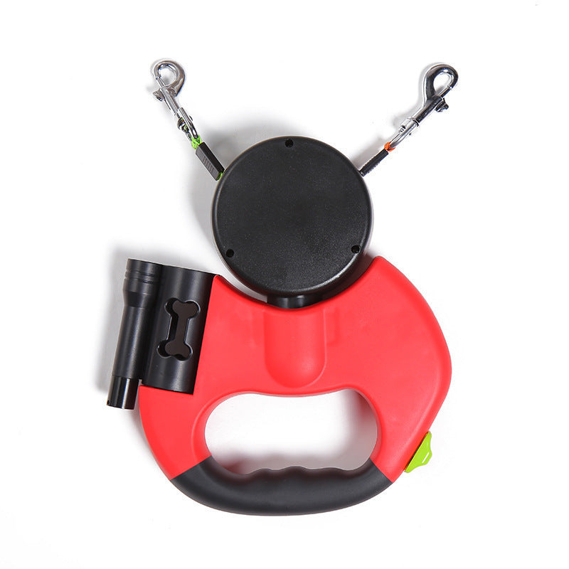 Uittrekbare Dubbele Hondenriem met LED-verlichting – 360° Draaibaar & Reflecterend